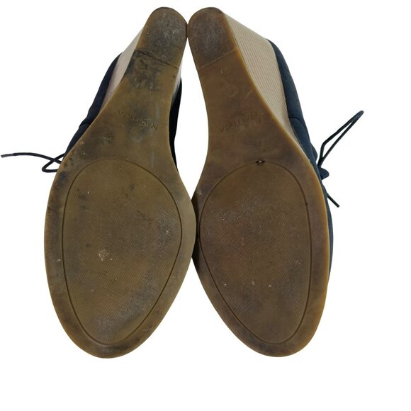 🟣🟣🟣 NAUTICA Womens Size 9.5 Dark Blue Tie Up Wedge Heels - Picture 7 of 8